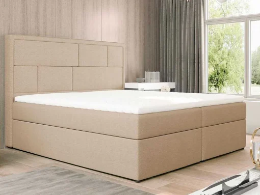 Complete Decoratieve Beddenset Met Hoofdbord + Opbergruimte + Matras + Dekmatras - 160 X 200 Cm - Beige - Loumia Van Dreamea