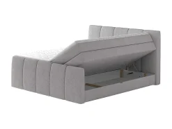 Complete Set Boxspring Met Verstelbaar Hoofdeinde + Bedbodem-Kist + Matras + Dekmatras Verone - Lichtgrijs - 160X200 Cm