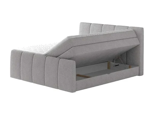Complete Set Boxspring Met Verstelbaar Hoofdeinde + Bedbodem-Kist + Matras + Dekmatras Verone - Lichtgrijs - 160X200 Cm