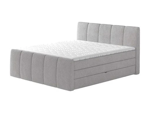 Complete Set Boxspring Met Verstelbaar Hoofdeinde + Bedbodem-Kist + Matras + Dekmatras Verone - Lichtgrijs - 160X200 Cm