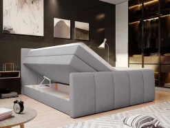 Complete Set Boxspring Met Verstelbaar Hoofdeinde + Bedbodem-Kist + Matras + Dekmatras Verone - Lichtgrijs - 160X200 Cm