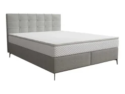Complete Set Met Boxspring En Gecapitonneerd Hoofdbord + Bedbodem + Matras + Topmatras - 180 X 200 Cm - Stof - Lichtgrijs - Inao Van Ysmee