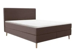 Complete Set Met Boxspring En Hoofdbord + Bedbodem + Matras + Topmatras - 160 X 200 Cm - Ribfluweel - Bruin - Nara Van Ysmee