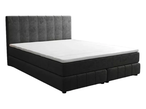 Complete Set Met Boxspring En Hoofdbord + Bedbodem + Matras + Topmatras - 160 X 200 Cm - Fluweel - Donkergrijs - Hida Van Ysmee