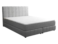 Complete Set Met Boxspring En Hoofdbord + Bedbodem + Matras + Topmatras - 160 X 200 Cm - Fluweel - Lichtgrijs - Hida Van Ysmee