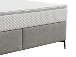 Complete Set Met Boxspring En Gecapitonneerd Hoofdbord + Bedbodem + Matras + Topmatras - 160 X 200 Cm - Stof - Lichtgrijs - Inao Van Ysmee