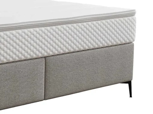 Complete Set Met Boxspring En Gecapitonneerd Hoofdbord + Bedbodem + Matras + Topmatras - 160 X 200 Cm - Stof - Lichtgrijs - Inao Van Ysmee