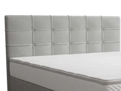 Complete Set Met Boxspring En Gecapitonneerd Hoofdbord + Bedbodem + Matras + Topmatras - 180 X 200 Cm - Stof - Lichtgrijs - Inao Van Ysmee