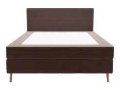 Complete Set Met Boxspring En Hoofdbord + Bedbodem + Matras + Topmatras - 160 X 200 Cm - Ribfluweel - Bruin - Nara Van Ysmee