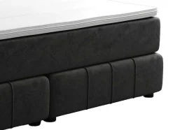 Complete Set Met Boxspring En Hoofdbord + Bedbodem + Matras + Topmatras - 160 X 200 Cm - Fluweel - Donkergrijs - Hida Van Ysmee