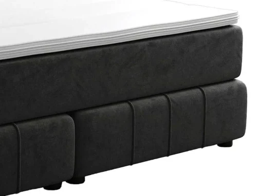 Complete Set Met Boxspring En Hoofdbord + Bedbodem + Matras + Topmatras - 160 X 200 Cm - Fluweel - Donkergrijs - Hida Van Ysmee