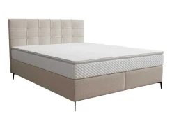 Complete Set Met Boxspring En Gecapitonneerd Hoofdbord + Bedbodem + Matras + Topmatras - 180 X 200 Cm - Stof - Beige - Inao Van Ysmee
