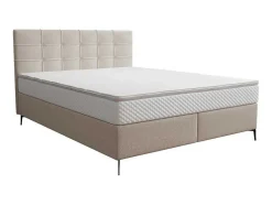 Complete Set Met Boxspring En Gecapitonneerd Hoofdbord + Bedbodem + Matras + Topmatras - 160 X 200 Cm - Stof - Beige - Inao Van Ysmee