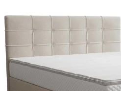 Complete Set Met Boxspring En Gecapitonneerd Hoofdbord + Bedbodem + Matras + Topmatras - 180 X 200 Cm - Stof - Beige - Inao Van Ysmee
