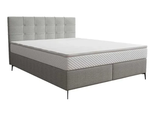Complete Set Met Boxspring En Gecapitonneerd Hoofdbord + Bedbodem + Matras + Topmatras - 160 X 200 Cm - Stof - Lichtgrijs - Inao Van Ysmee