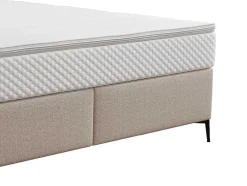 Complete Set Met Boxspring En Gecapitonneerd Hoofdbord + Bedbodem + Matras + Topmatras - 180 X 200 Cm - Stof - Beige - Inao Van Ysmee