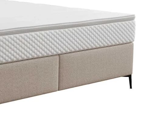 Complete Set Met Boxspring En Gecapitonneerd Hoofdbord + Bedbodem + Matras + Topmatras - 180 X 200 Cm - Stof - Beige - Inao Van Ysmee