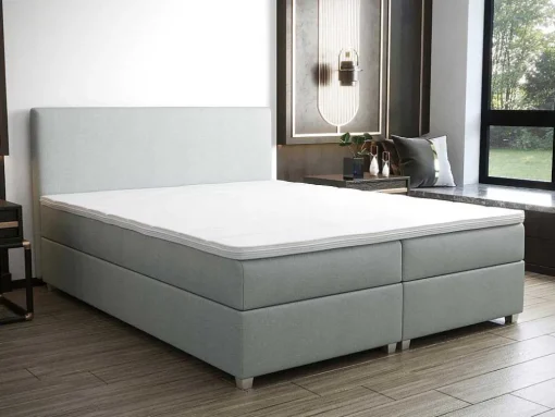 Complete Set Met Boxspring En Hoofdbord + Bedbodem + Matras + Topmatras - 160 X 200 Cm - Stof - Lichtgrijs - Onan Van Ysmee
