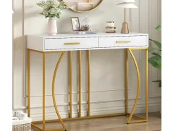 Console Met 2 Lades - Moderne Stijl - Wit & Goud