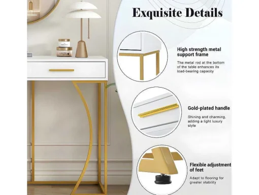 Console Met 2 Lades - Moderne Stijl - Wit & Goud
