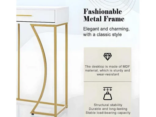 Console Met 2 Lades - Moderne Stijl - Wit & Goud