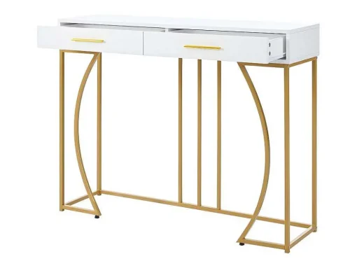 Console Met 2 Lades - Moderne Stijl - Wit & Goud