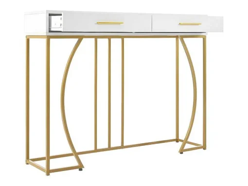 Console Met 2 Lades - Moderne Stijl - Wit & Goud