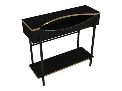 Consoletafel Met 1 Plank En 1 Nis - Zwart En Goudkleurig - Meriova