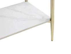 Consoletafel Met 1 Plank Van Keramiek En Metaal - Wit Marmereffect En Goud - Madola