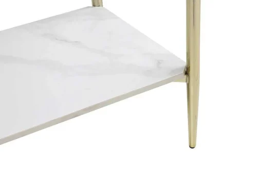 Consoletafel Met 1 Plank Van Keramiek En Metaal - Wit Marmereffect En Goud - Madola