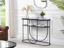 Consoletafel Met 1 Plank Van Metaal En Gerookt Glas - Zwart En Transparant - Pretoria