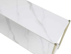Consoletafel Met 1 Plank Van Keramiek En Metaal - Wit Marmereffect En Goud - Madola
