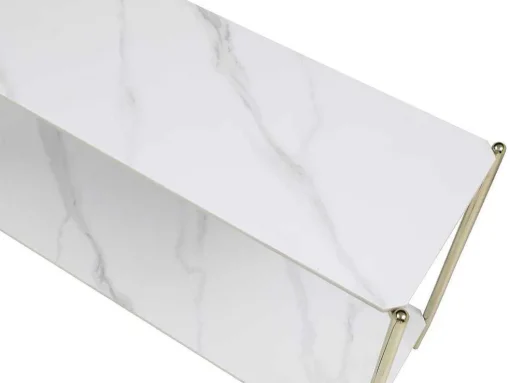 Consoletafel Met 1 Plank Van Keramiek En Metaal - Wit Marmereffect En Goud - Madola