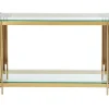 Consoletafel Van Gehard Glas En Roestvrij Staal - Goudkleurig - Nomelano - Van Pascal Morabito