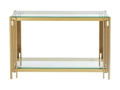 Consoletafel Van Gehard Glas En Roestvrij Staal - Goudkleurig - Nomelano - Van Pascal Morabito
