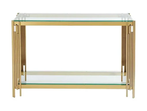 Consoletafel Van Gehard Glas En Roestvrij Staal - Goudkleurig - Nomelano - Van Pascal Morabito