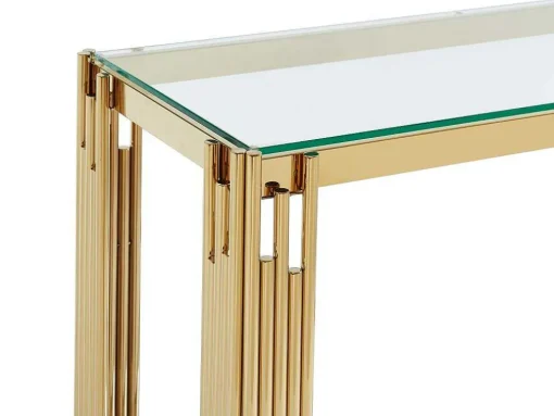 Consoletafel Van Gehard Glas En Roestvrij Staal - Goudkleurig - Nomelano - Van Pascal Morabito