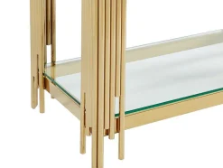Consoletafel Van Gehard Glas En Roestvrij Staal - Goudkleurig - Nomelano - Van Pascal Morabito