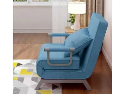 Converteerbare Stoffen Fauteuil - 6-Voudig Verstelbare Rugleuning - Blauw