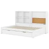 Dagbed Met Onderschuifbed - 90X200Cm - Met Tekentafel En Opbergvakken - Wit