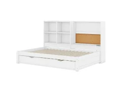 Dagbed Met Onderschuifbed - 90X200Cm - Met Tekentafel En Opbergvakken - Wit
