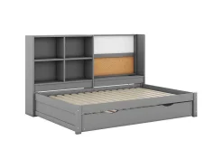 Dagbed Met Onderschuifbed - 90X200Cm - Met Tekentafel En Opbergvakken - Grijs