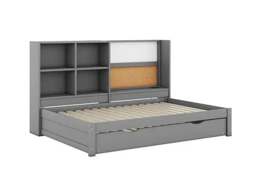 Dagbed Met Onderschuifbed - 90X200Cm - Met Tekentafel En Opbergvakken - Grijs