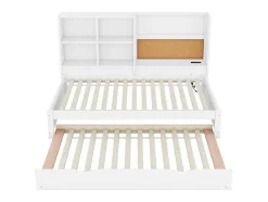 Dagbed Met Onderschuifbed - 90X200Cm - Met Tekentafel En Opbergvakken - Wit