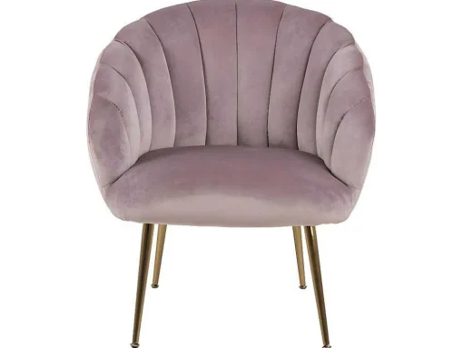 Dany Fauteuil Loungestoel Oudroze, Messingkleurig.