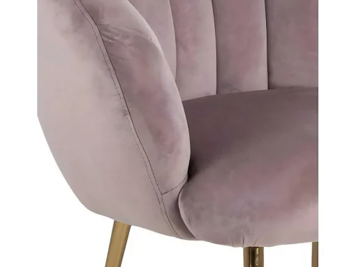 Dany Fauteuil Loungestoel Oudroze, Messingkleurig.