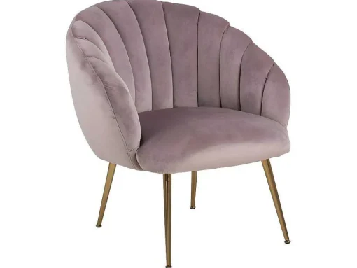 Dany Fauteuil Loungestoel Oudroze, Messingkleurig.