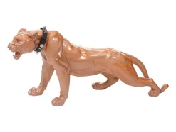 Decoratief Beeldje Panter Met Halsband, Antiek Hoogglans Met Kraag