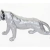Decoratief Beeldje Panter Met Halsband, Zilver Mat Met Kraag