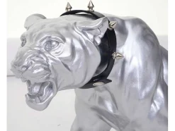 Decoratief Beeldje Panter Met Halsband, Zilver Mat Met Kraag